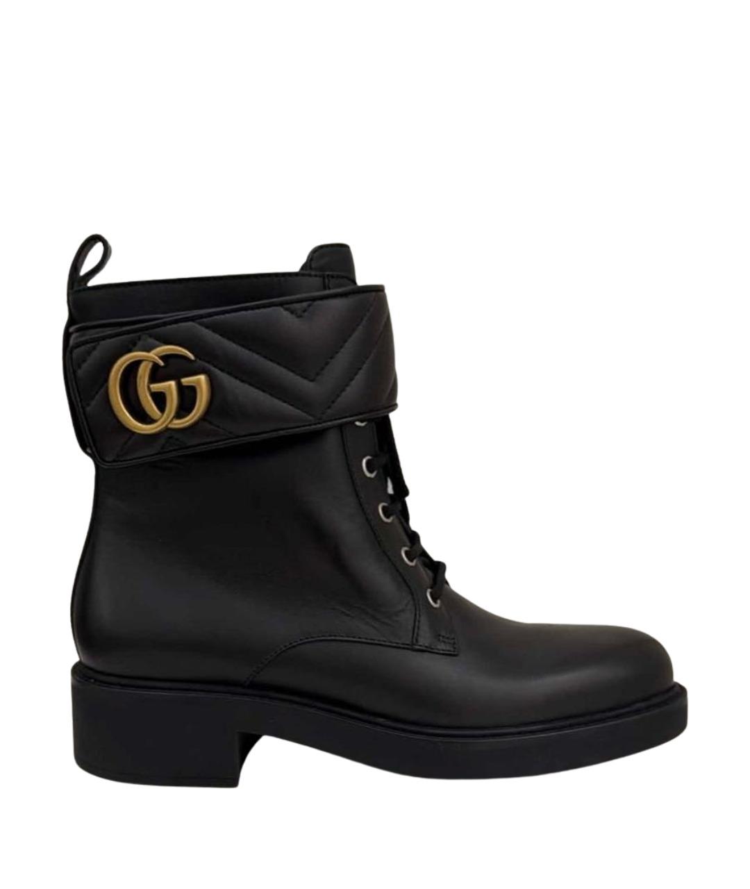 GUCCI Черные кожаные ботинки, фото 1