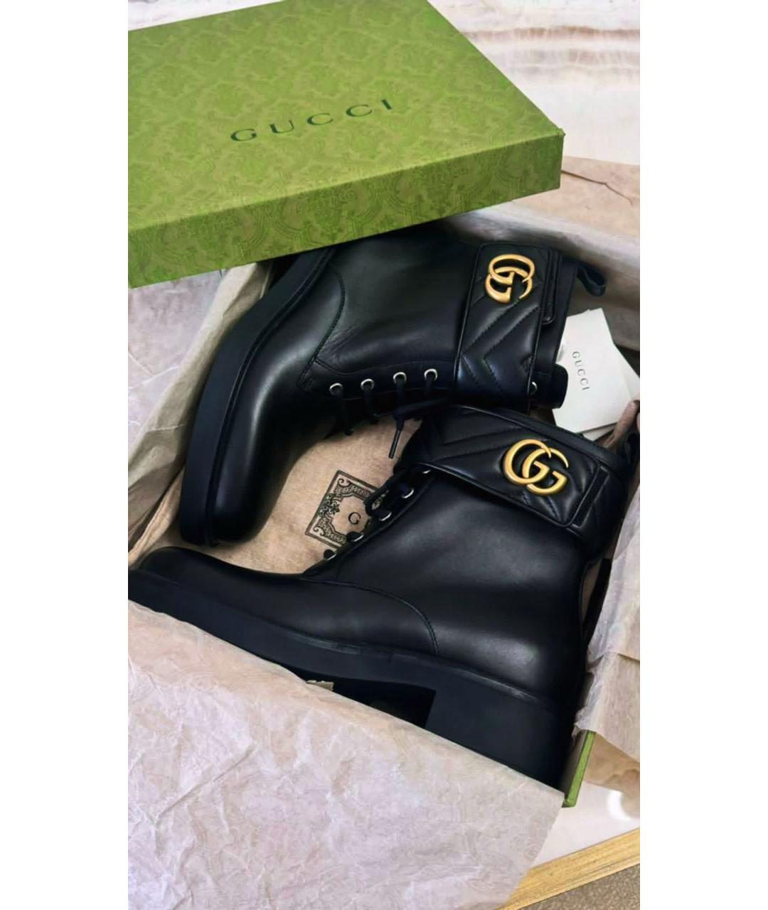 GUCCI Черные кожаные ботинки, фото 7