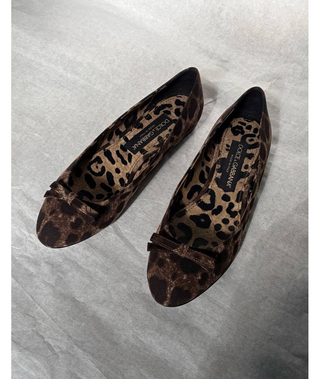 DOLCE&GABBANA Коричневые текстильные балетки, фото 2