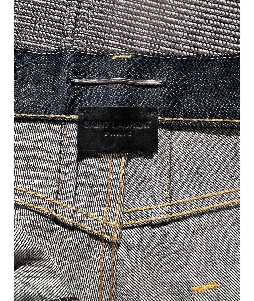 SAINT LAURENT Темно-синие хлопковые прямые джинсы, фото 3