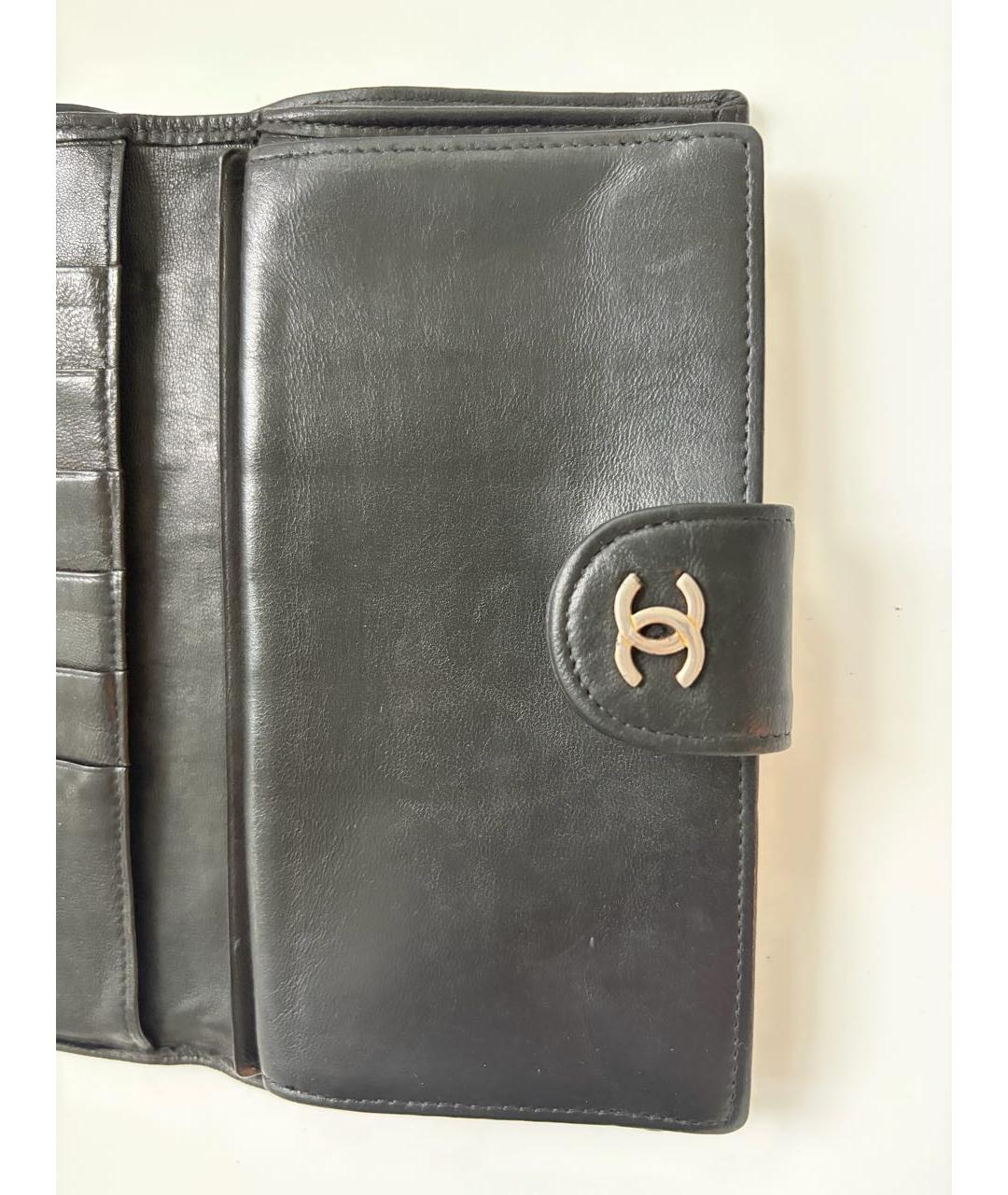 CHANEL Черный кожаный кошелек, фото 6