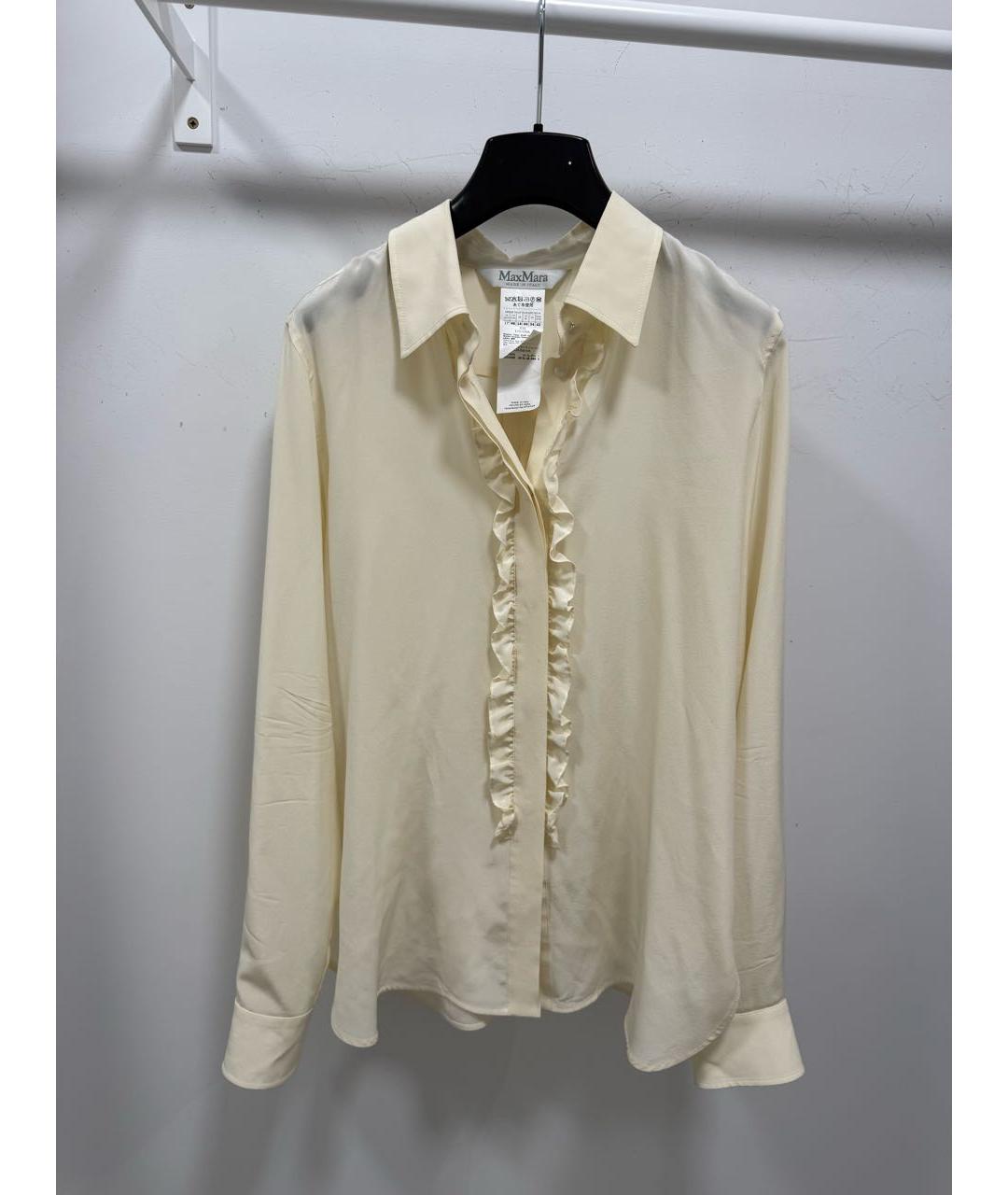 MAX MARA Бежевая шелковая блузы, фото 7
