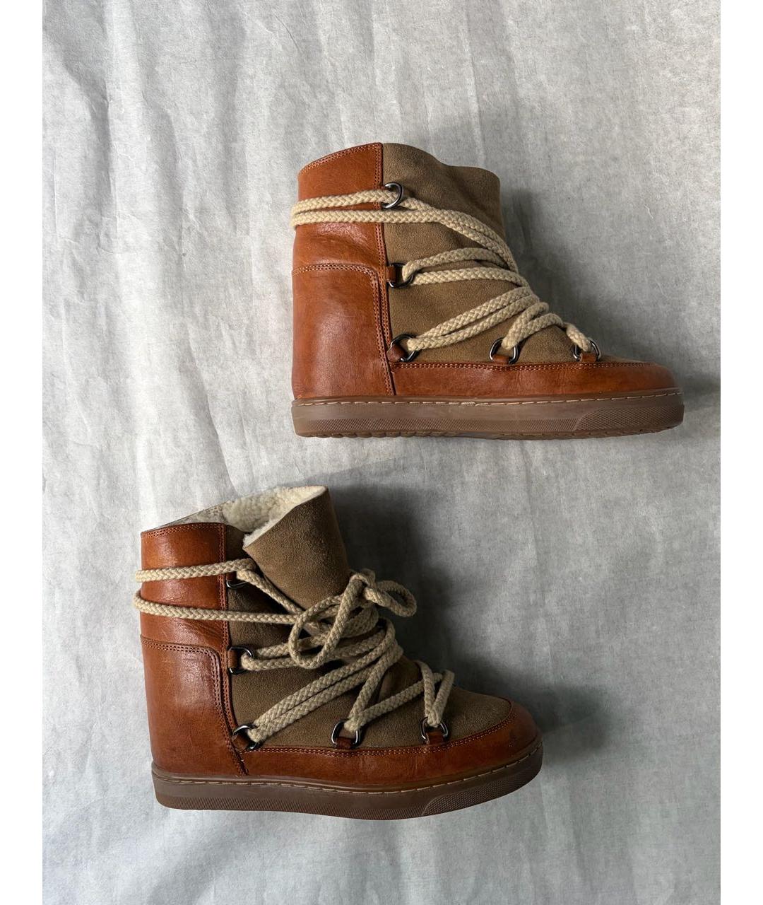 ISABEL MARANT Коричневые кожаные полусапоги, фото 4