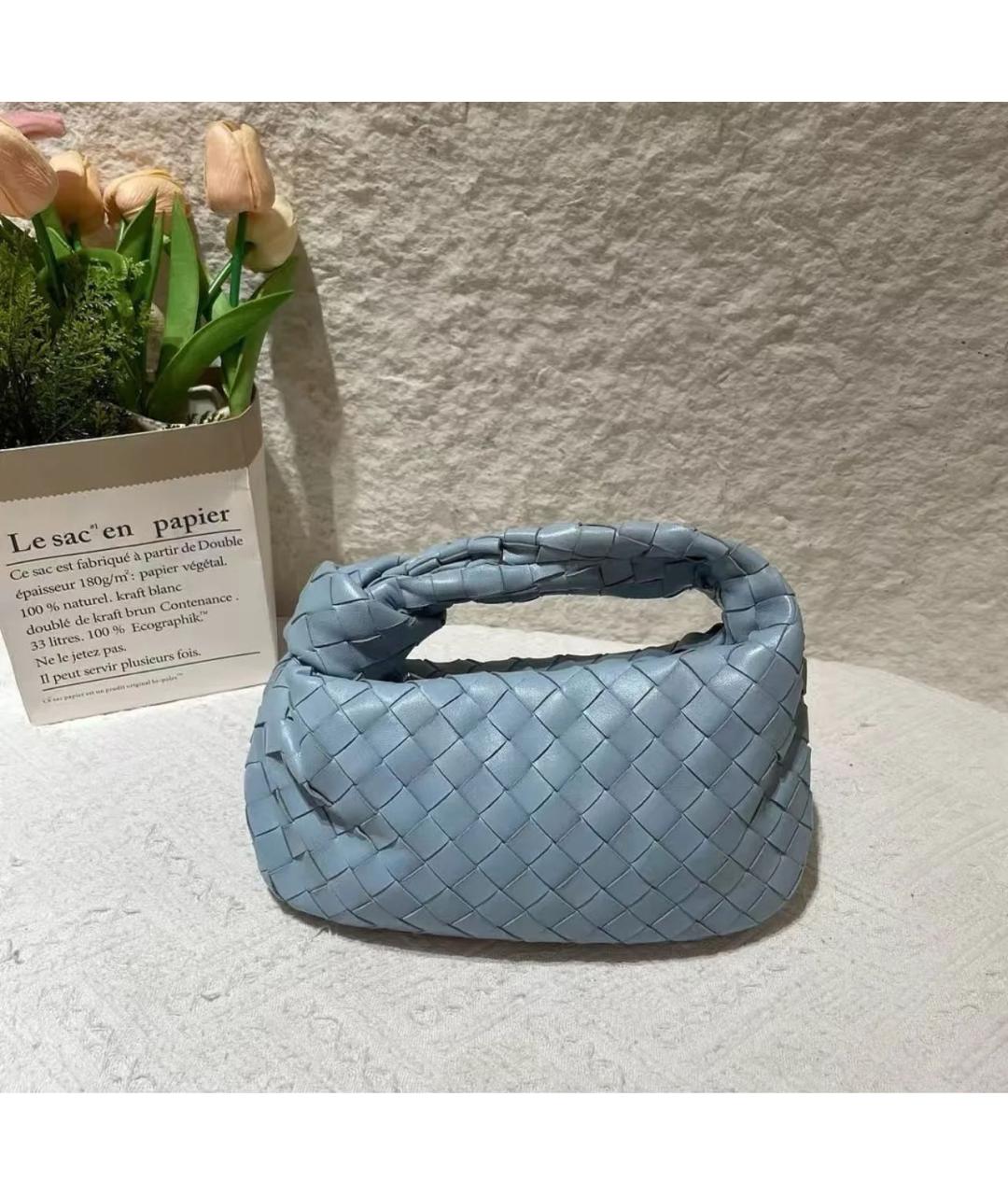 BOTTEGA VENETA Голубая кожаная сумка с короткими ручками, фото 2