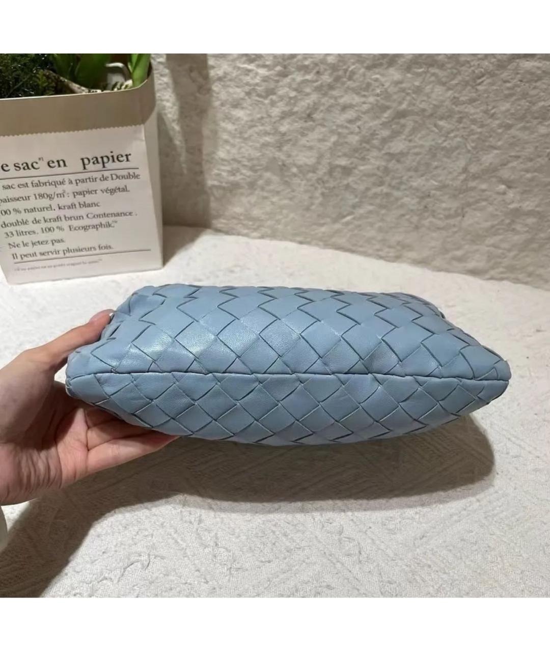 BOTTEGA VENETA Голубая кожаная сумка с короткими ручками, фото 6