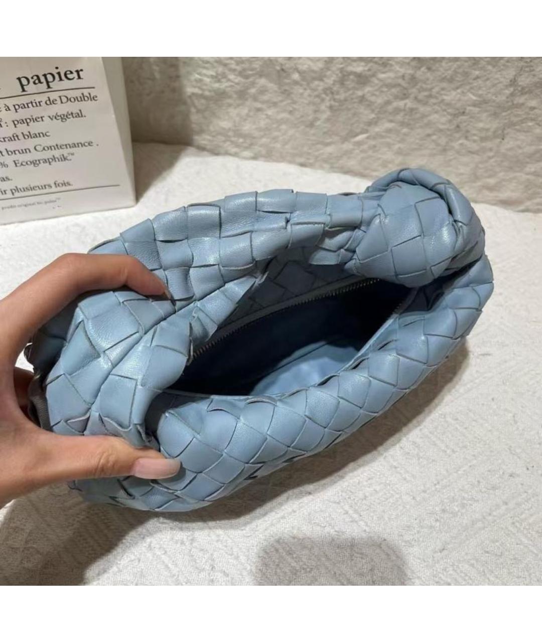 BOTTEGA VENETA Голубая кожаная сумка с короткими ручками, фото 4
