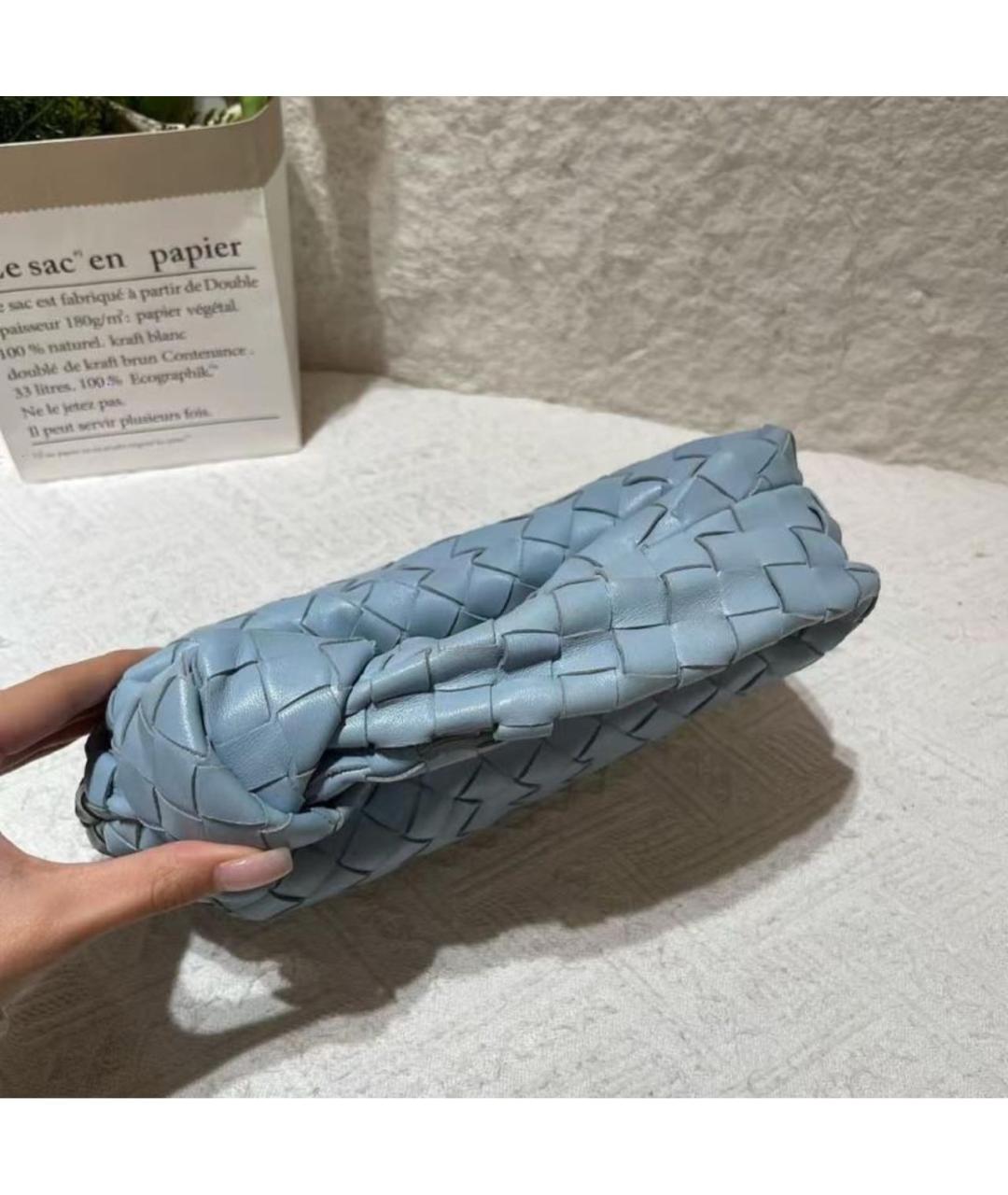 BOTTEGA VENETA Голубая кожаная сумка с короткими ручками, фото 3