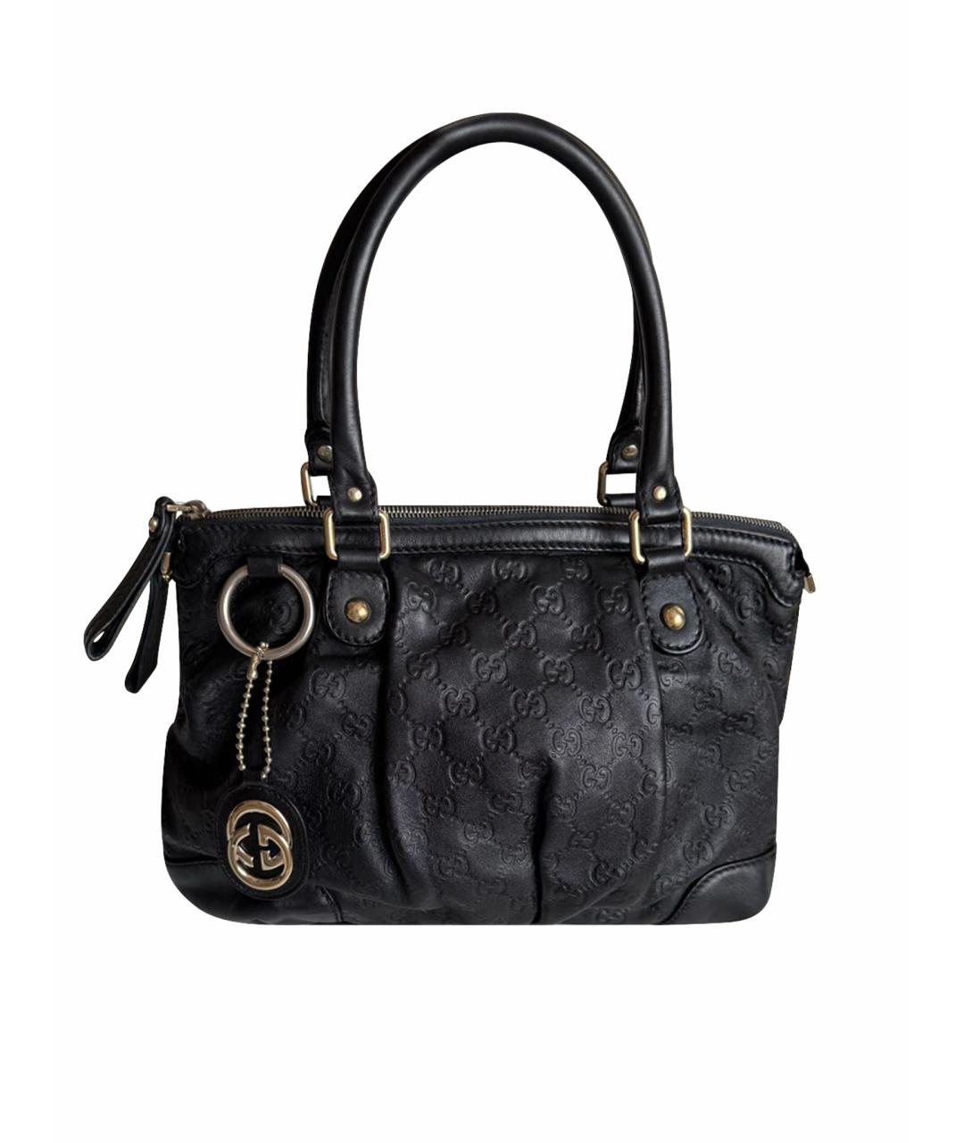 GUCCI Черная кожаная сумка с короткими ручками, фото 1