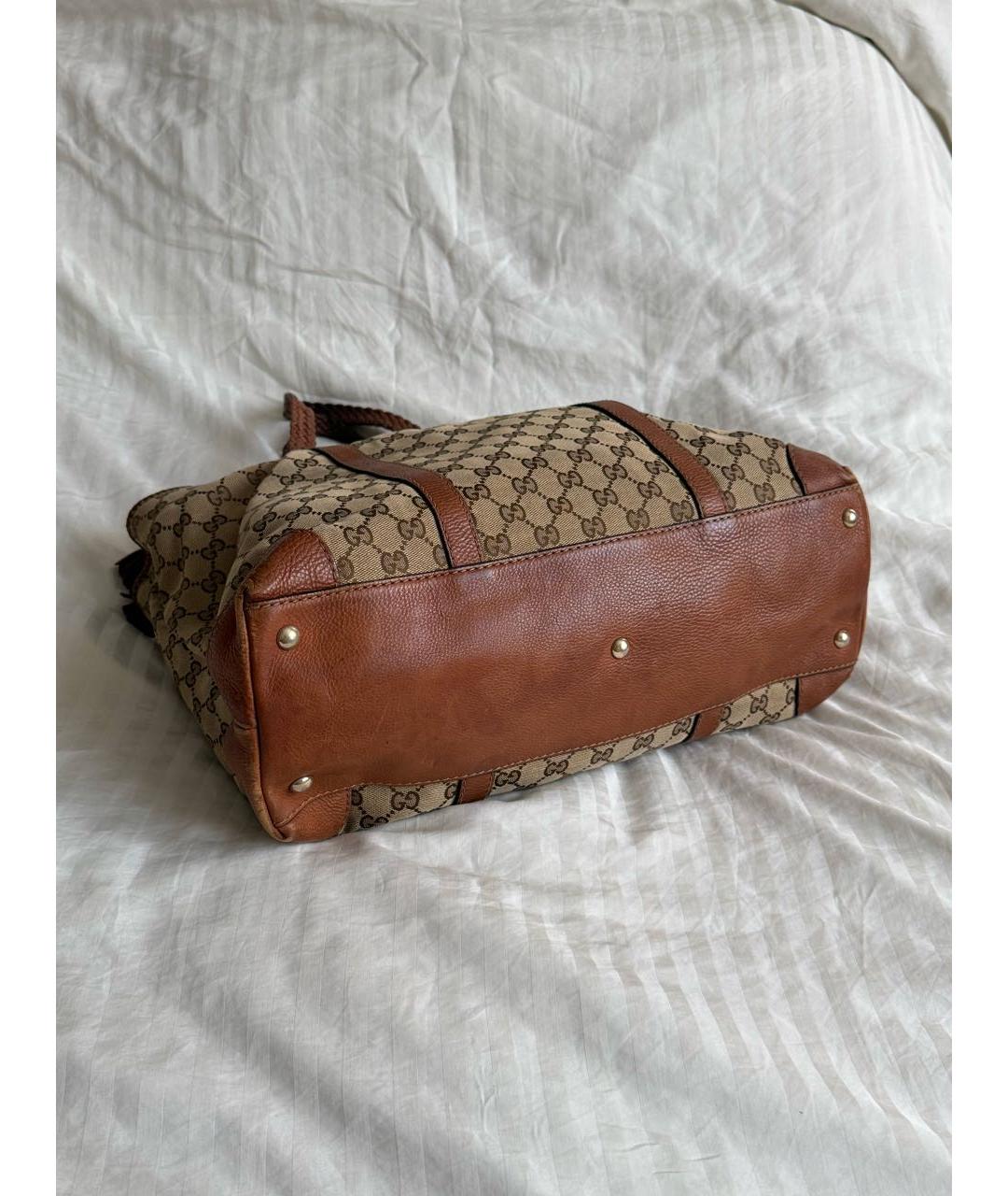 GUCCI Коричневая сумка тоут из канвы, фото 3