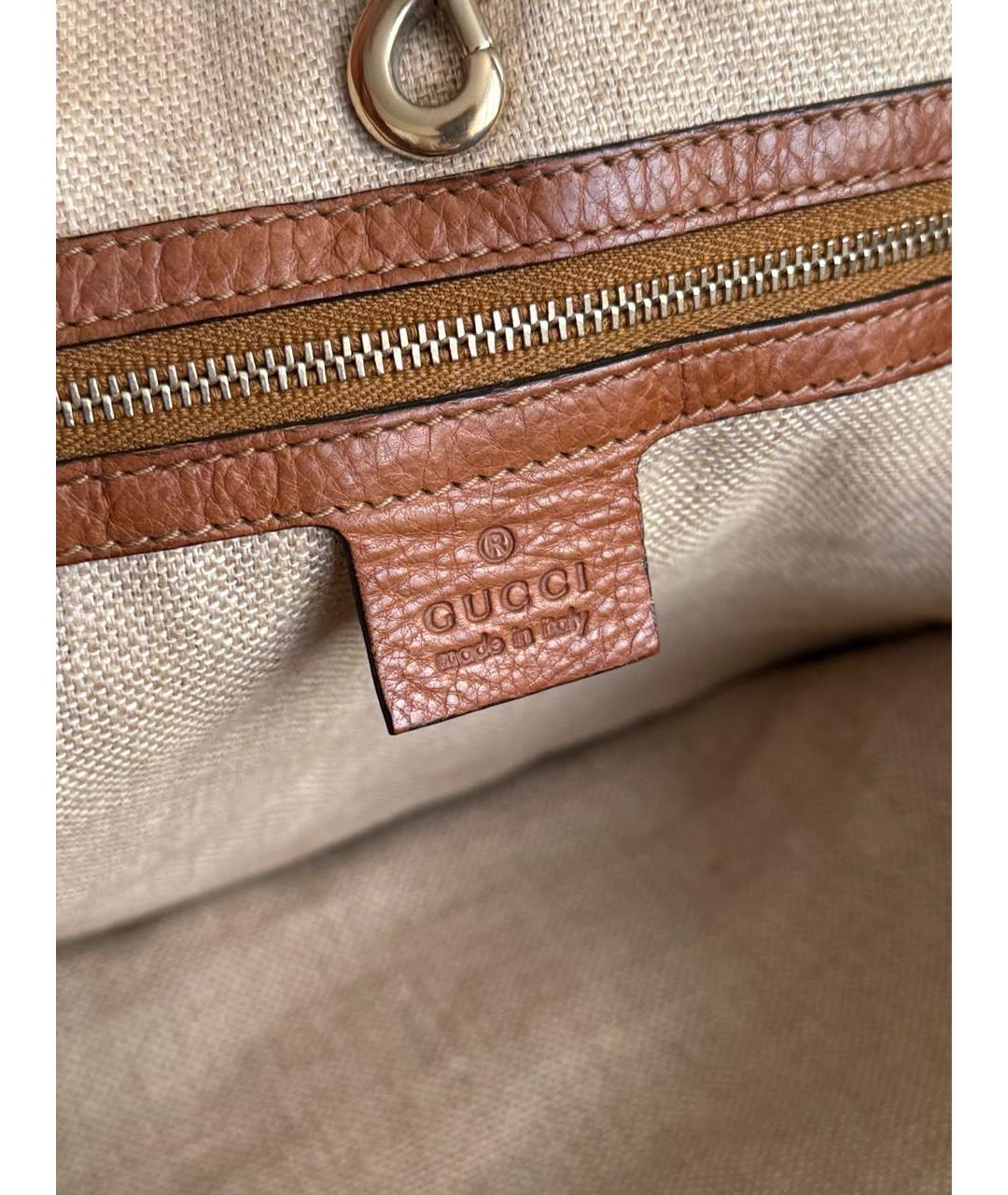 GUCCI Коричневая сумка тоут из канвы, фото 5