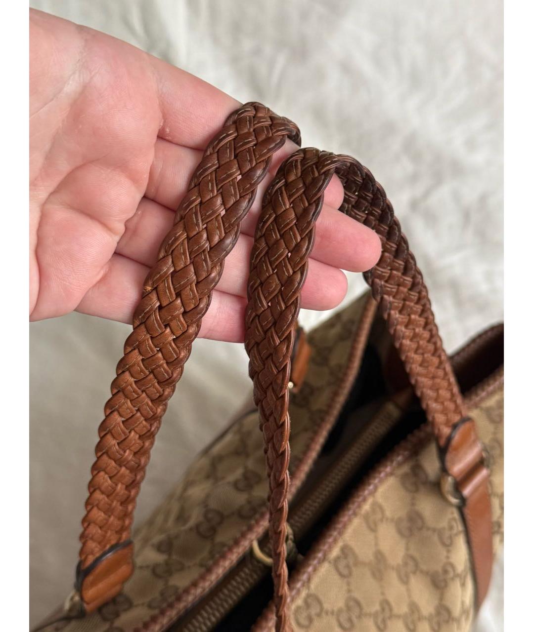 GUCCI Коричневая сумка тоут из канвы, фото 4
