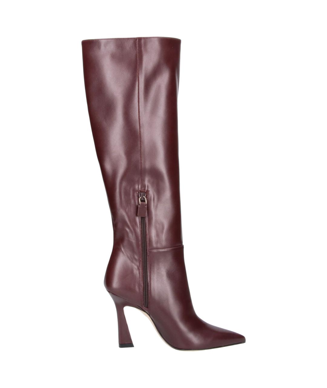 STUART WEITZMAN Бордовые кожаные сапоги, фото 1
