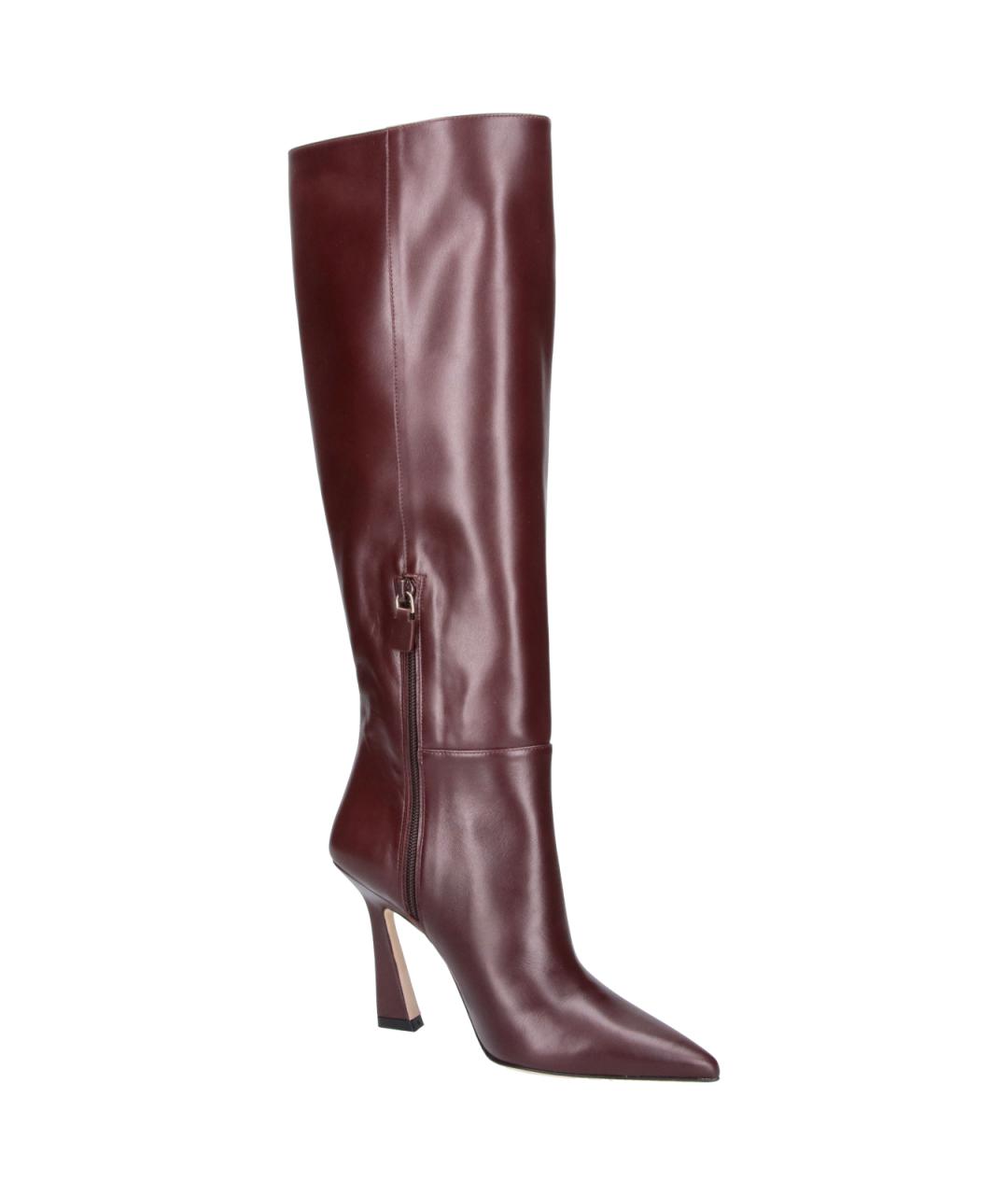 STUART WEITZMAN Бордовые кожаные сапоги, фото 2