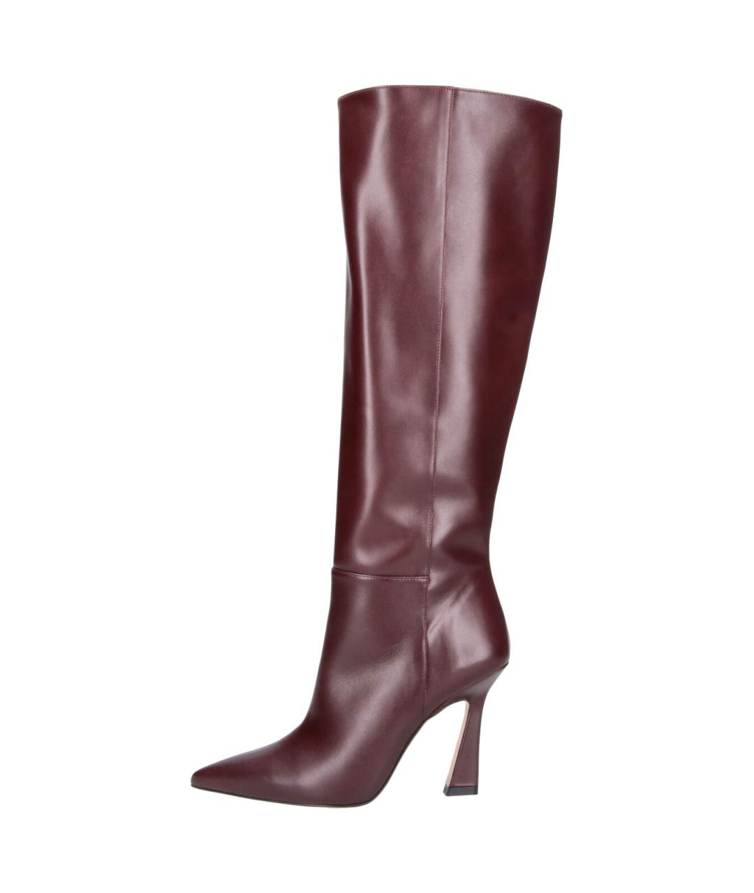 STUART WEITZMAN Бордовые кожаные сапоги, фото 3