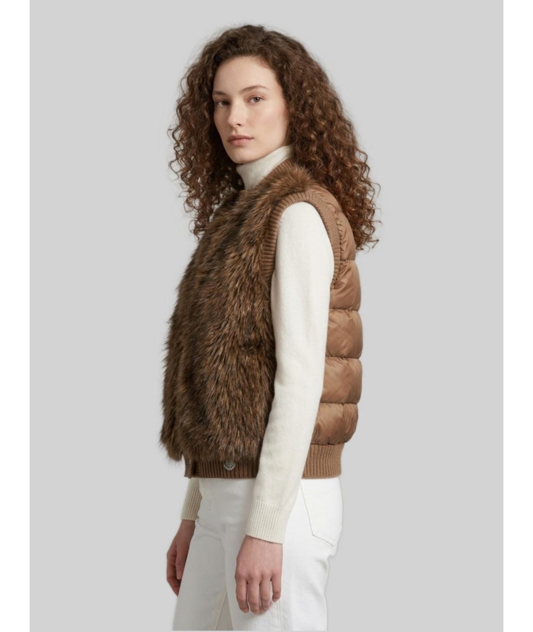 MONCLER Коричневая шерстяная жилетка, фото 2