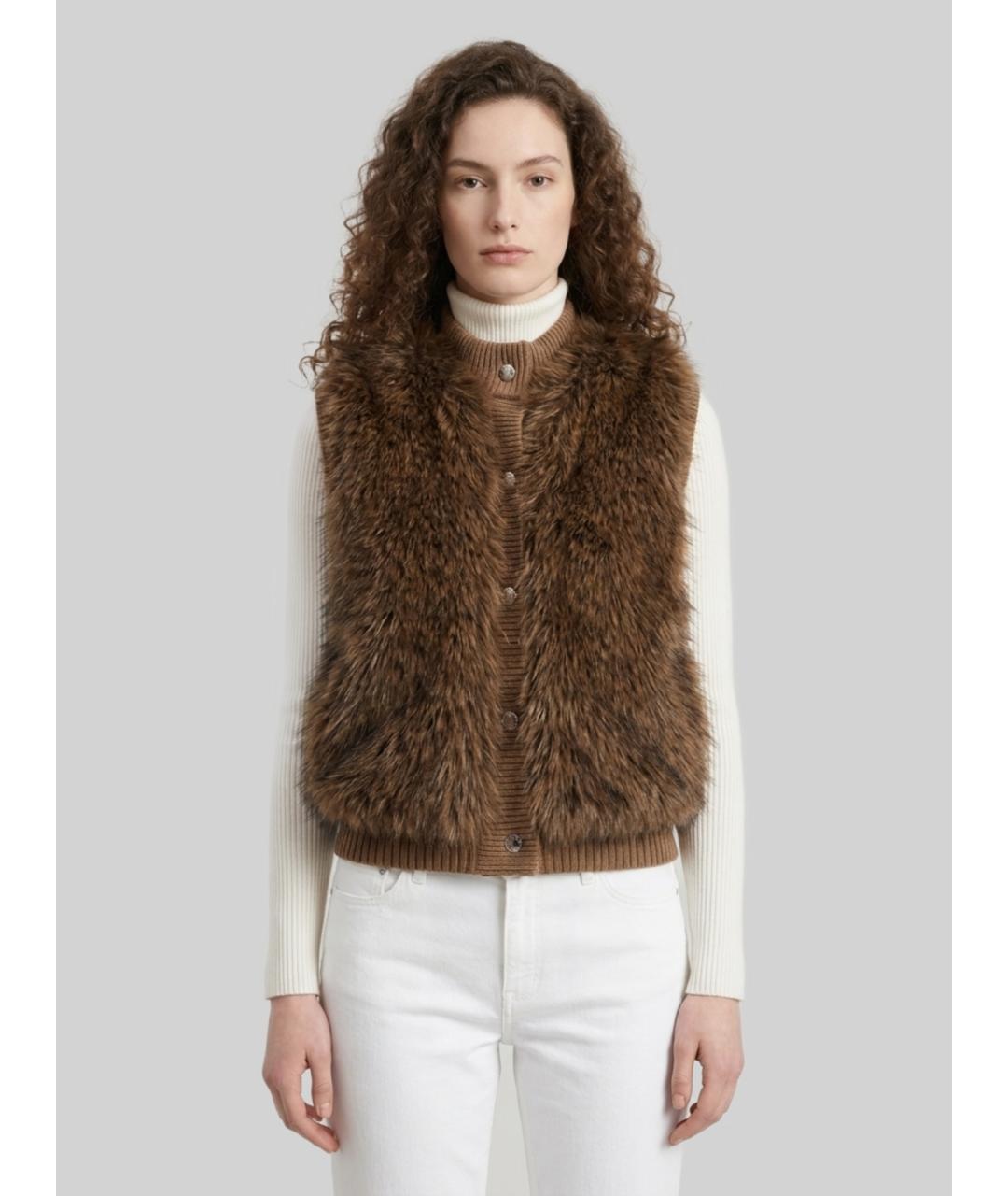 MONCLER Коричневая шерстяная жилетка, фото 4