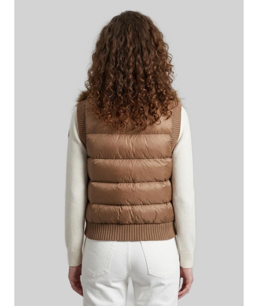 MONCLER Коричневая шерстяная жилетка, фото 3