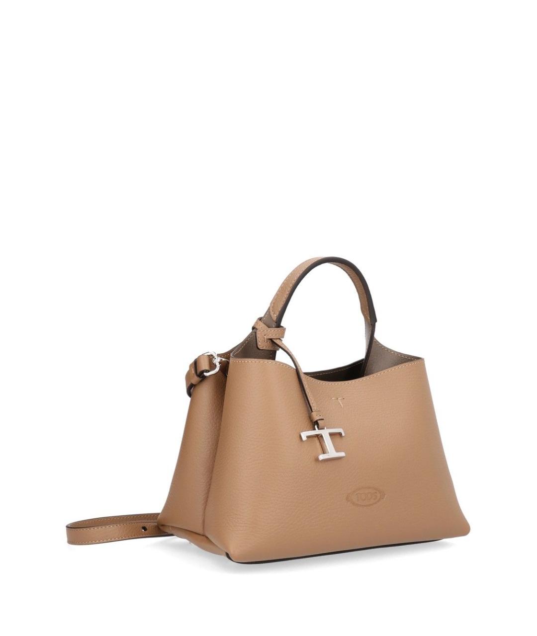 TOD'S Бежевая кожаная сумка тоут, фото 2