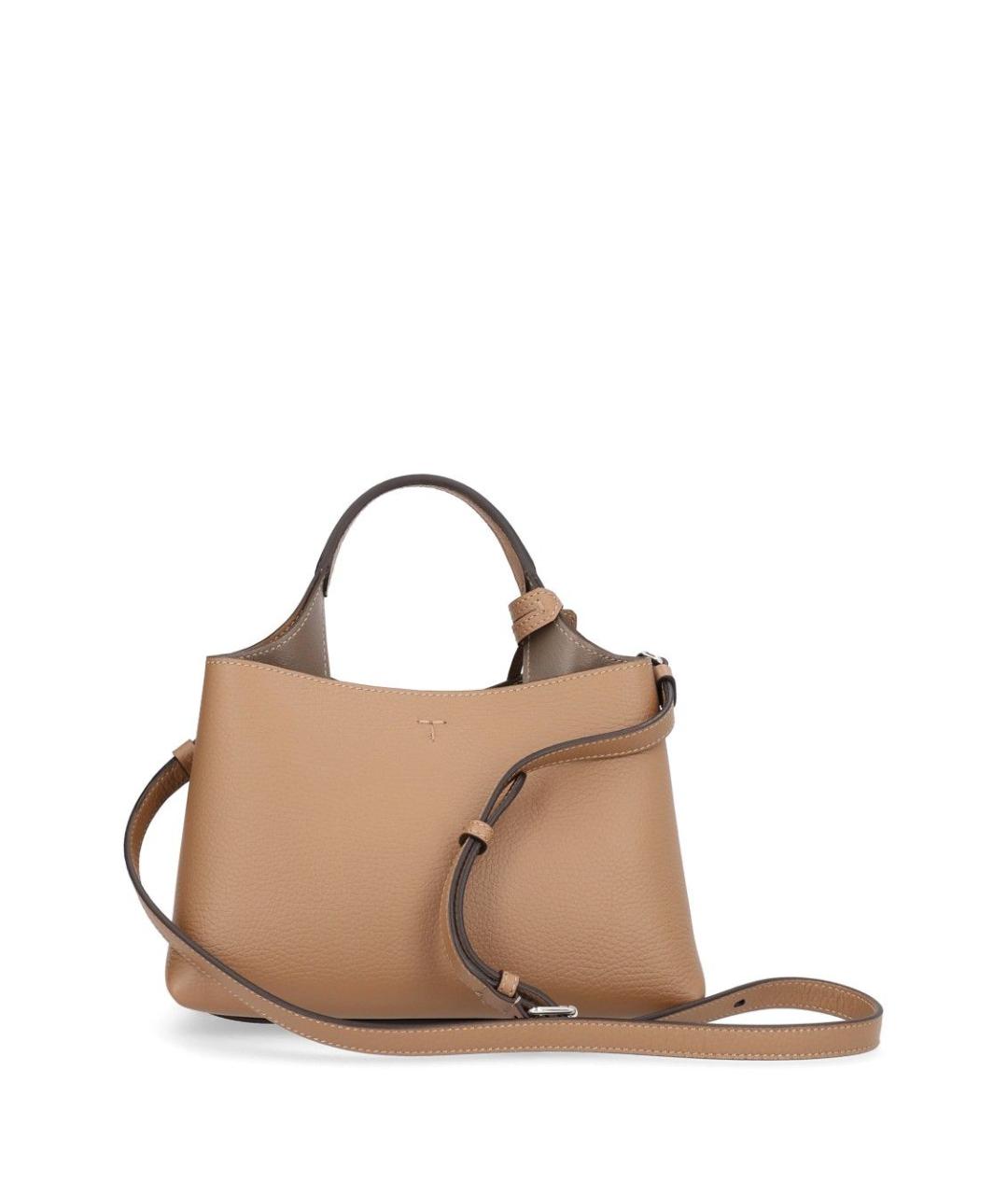 TOD'S Бежевая кожаная сумка тоут, фото 3