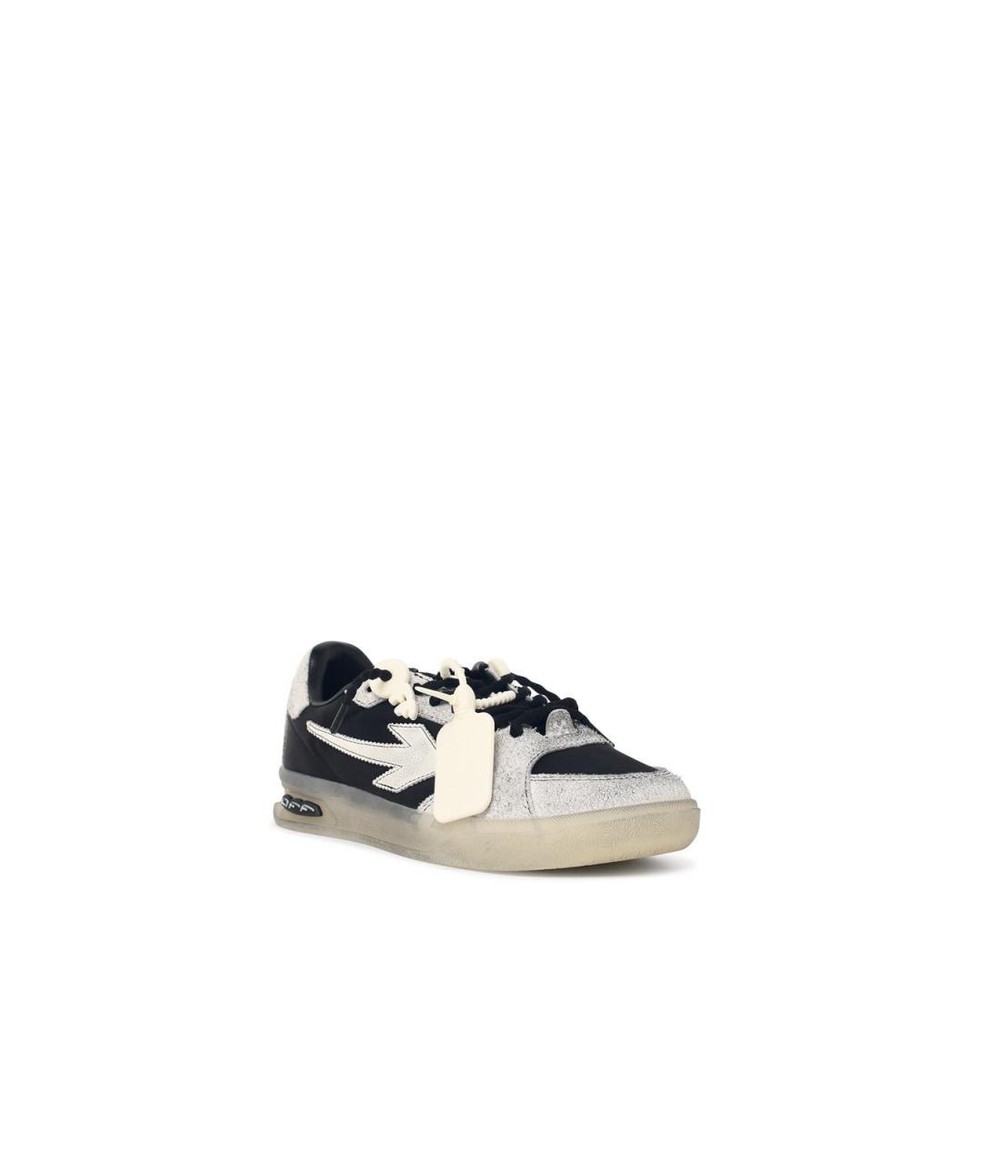 OFF-WHITE Черные кожаные низкие кроссовки / кеды, фото 2