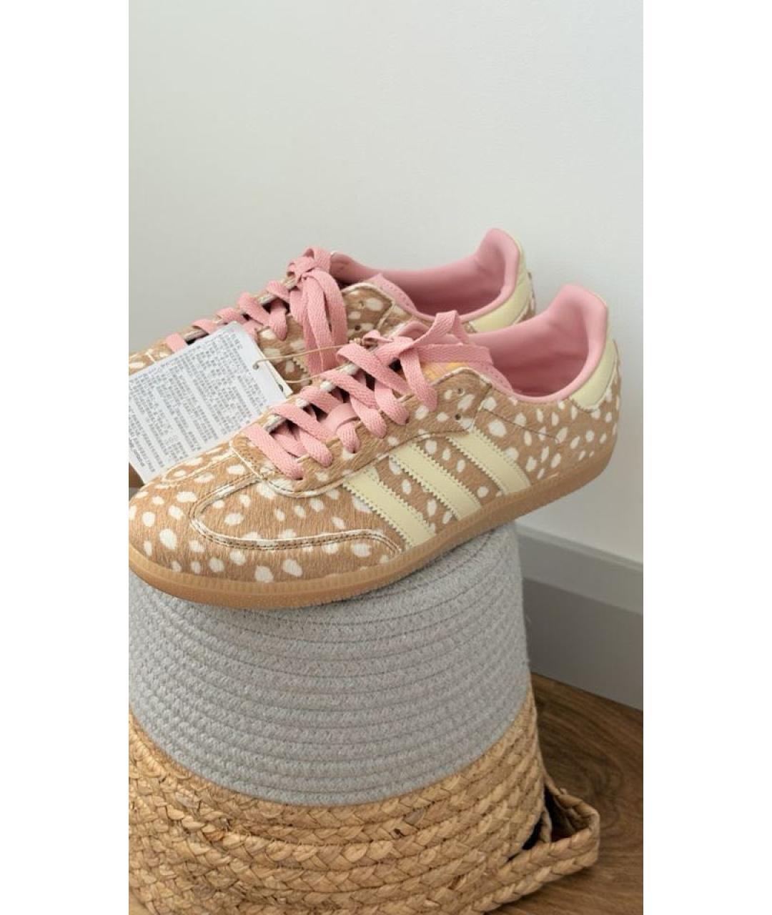 ADIDAS Бежевые кожаные кроссовки, фото 5