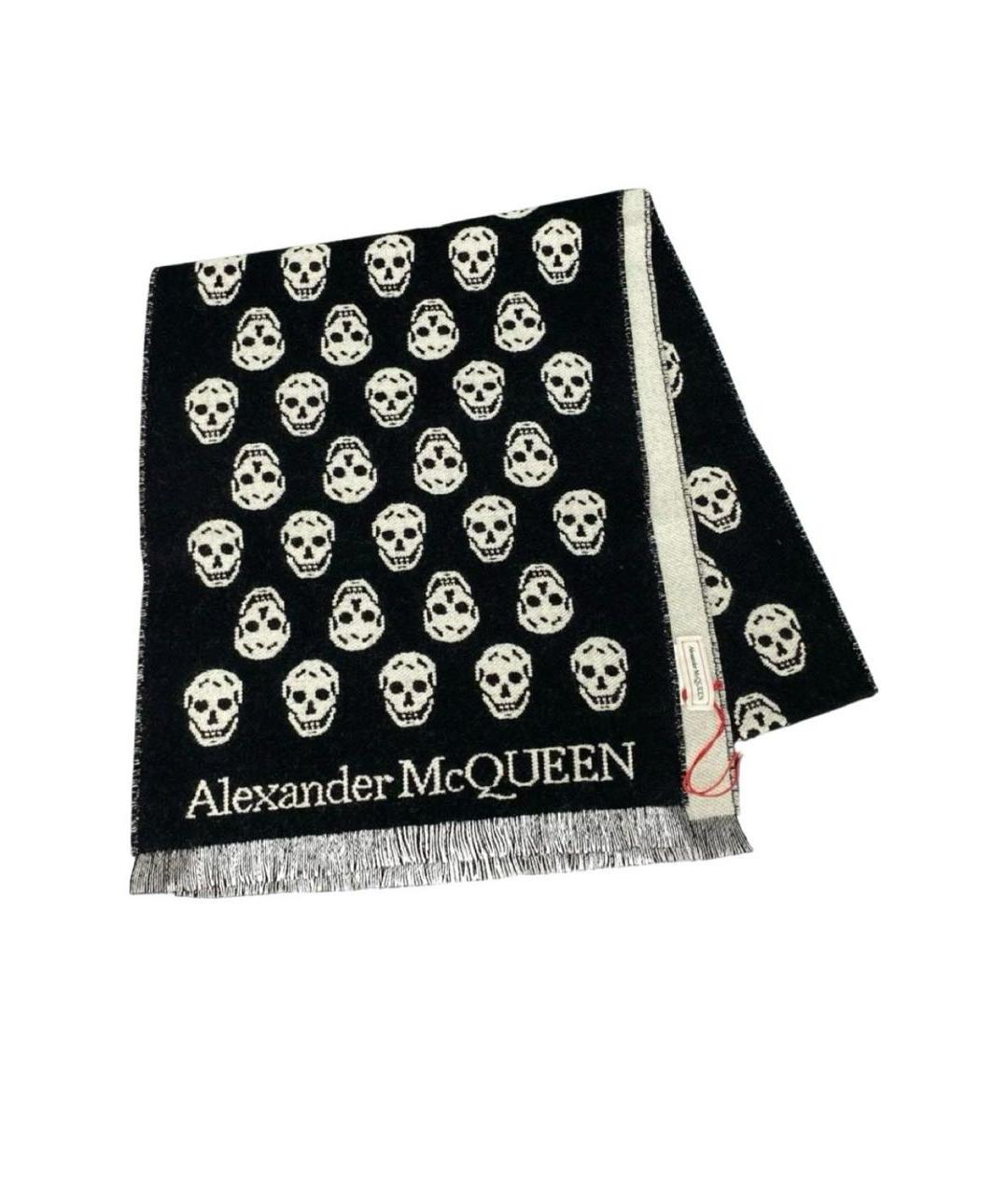 ALEXANDER MCQUEEN Черный шерстяной шарф, фото 9