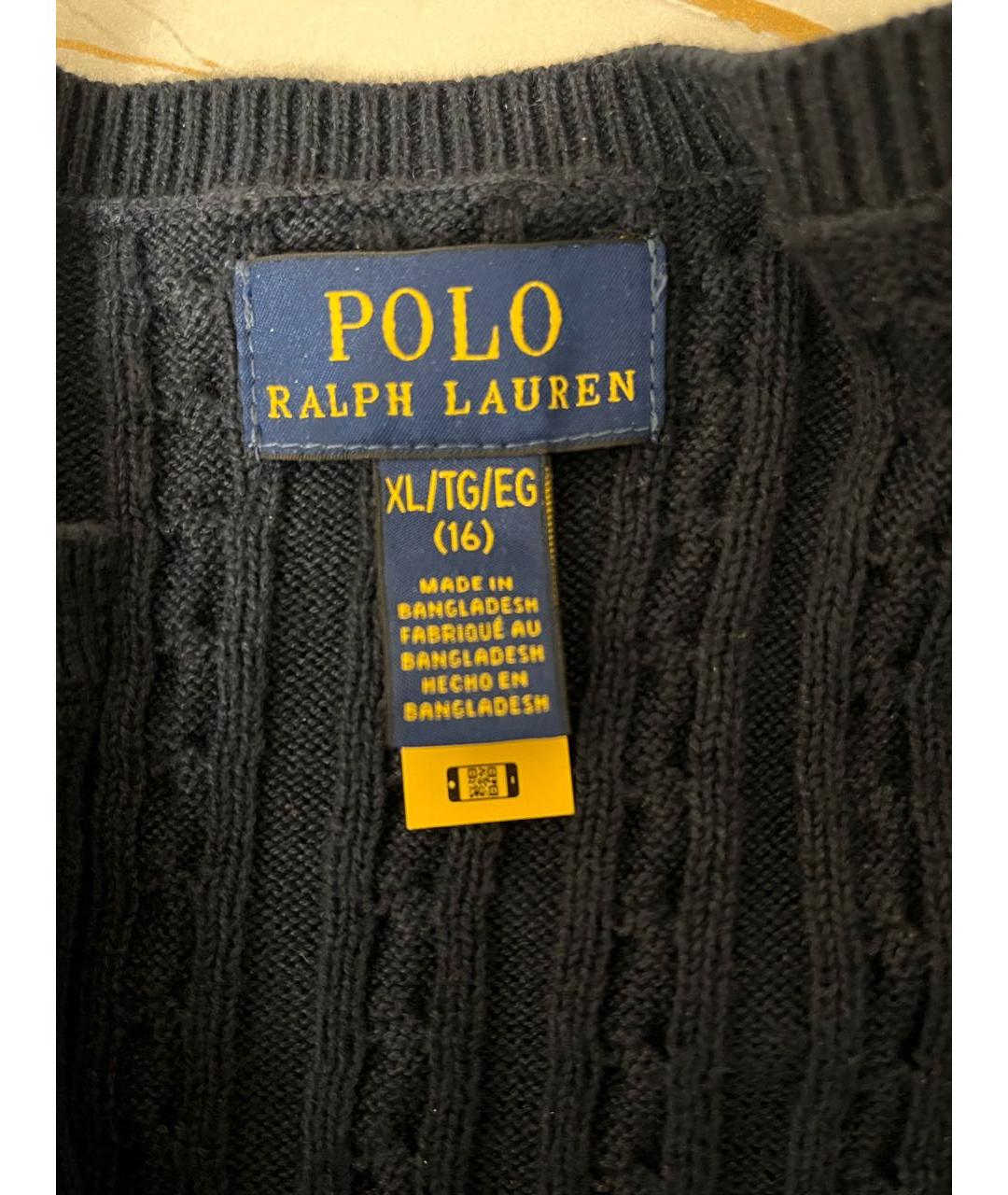 POLO RALPH LAUREN Темно-синий хлопковый кардиган, фото 3