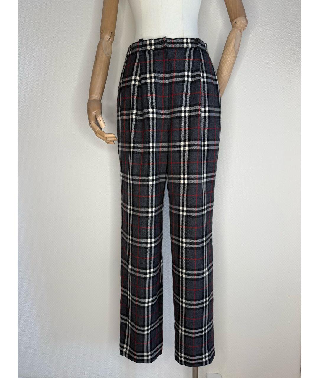 BURBERRY Мульти шерстяные брюки узкие, фото 3