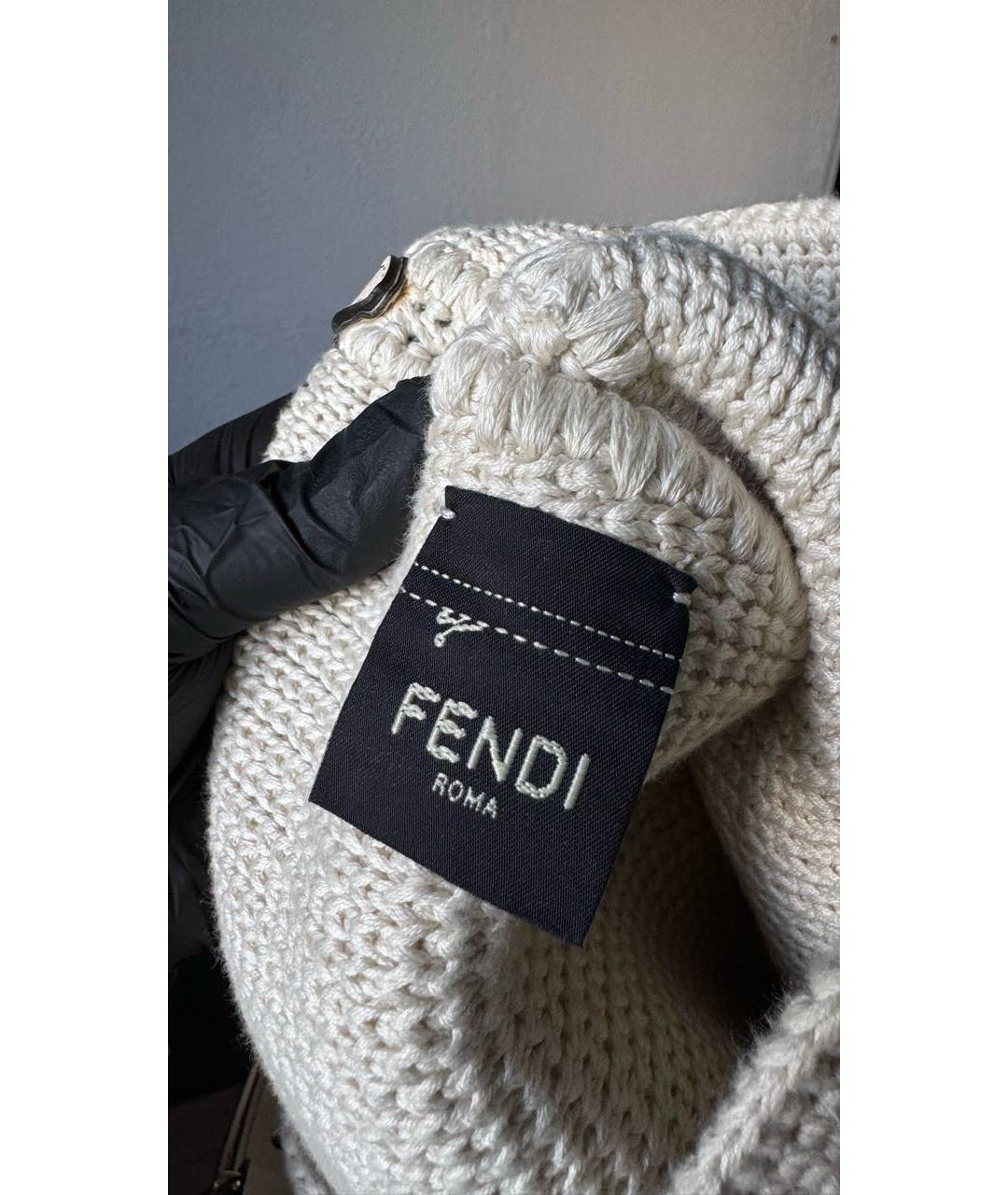 FENDI Бежевая хлопковая сумка через плечо, фото 5