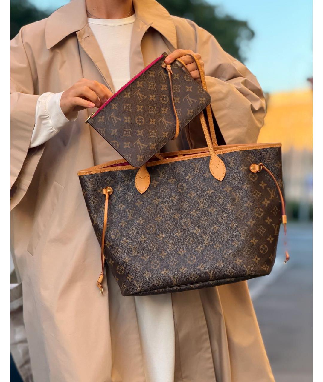 LOUIS VUITTON Коричневая сумка тоут из канвы, фото 4