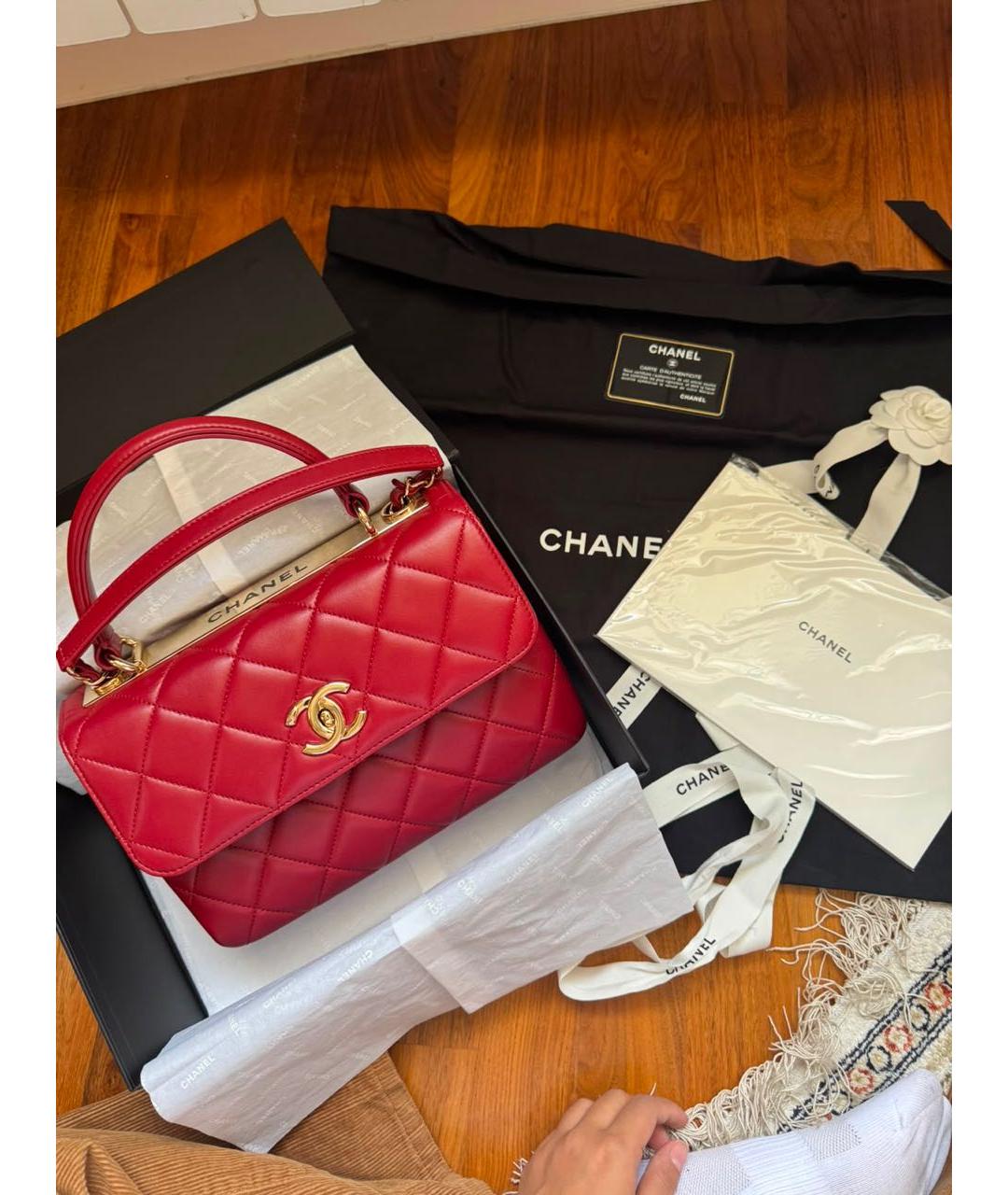 CHANEL Бордовая кожаная сумка через плечо, фото 4