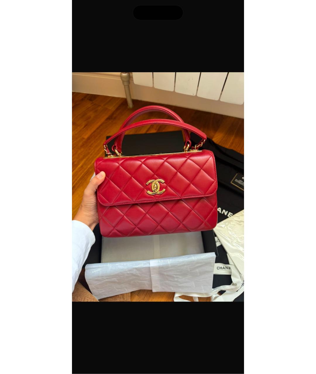CHANEL Бордовая кожаная сумка через плечо, фото 3