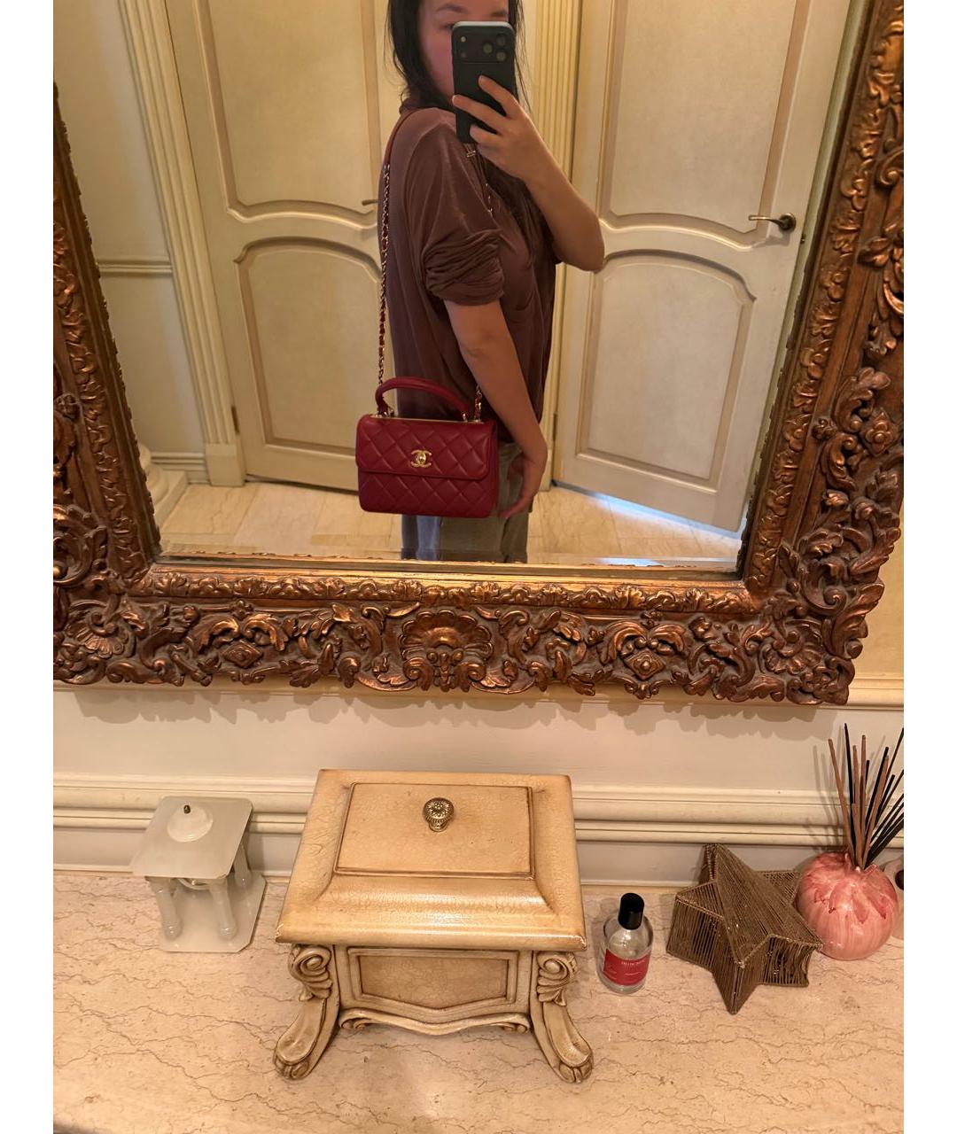 CHANEL Бордовая кожаная сумка через плечо, фото 2