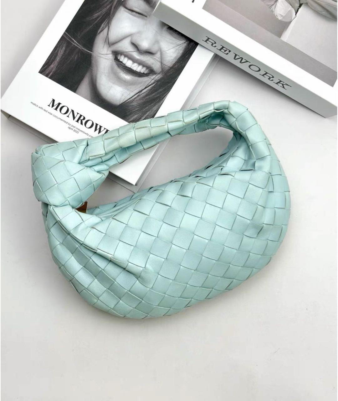 BOTTEGA VENETA Голубая кожаная сумка с короткими ручками, фото 2