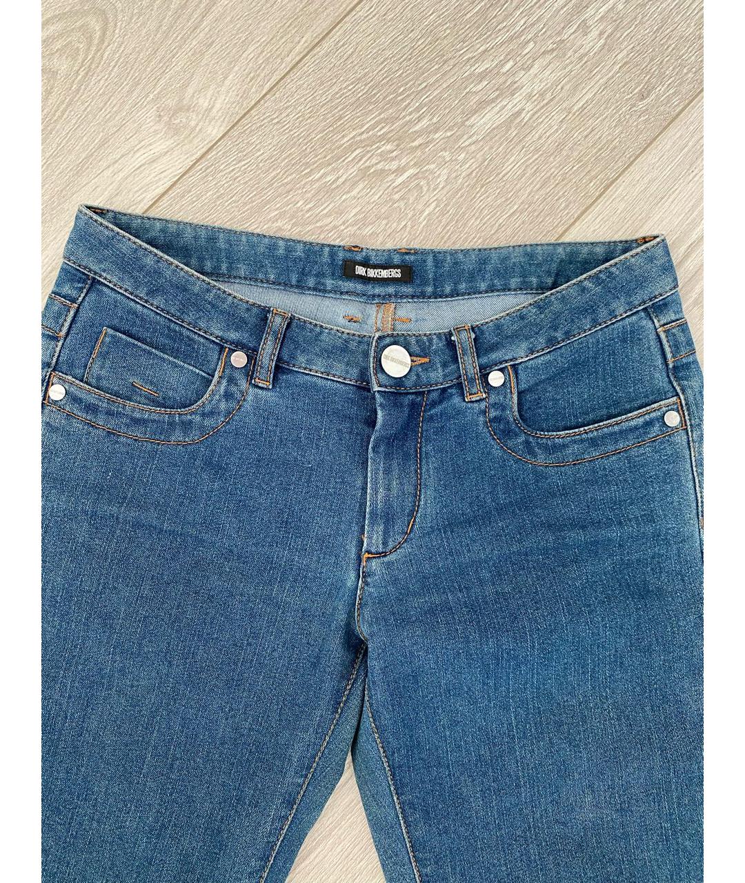 BIKKEMBERGS Синие хлопко-эластановые прямые джинсы, фото 4