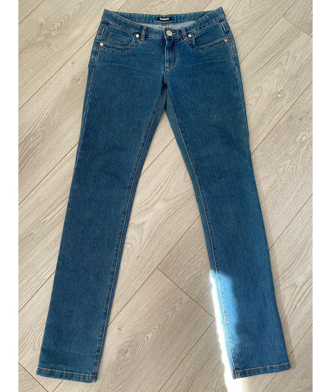 BIKKEMBERGS Синие хлопко-эластановые прямые джинсы, фото 7
