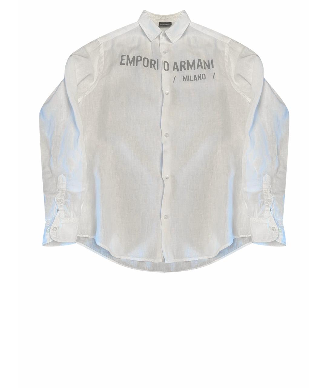 EMPORIO ARMANI Белая хлопковая кэжуал рубашка, фото 1