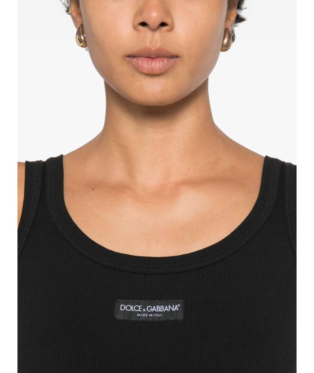 DOLCE&GABBANA Черная хлопковая майка, фото 2