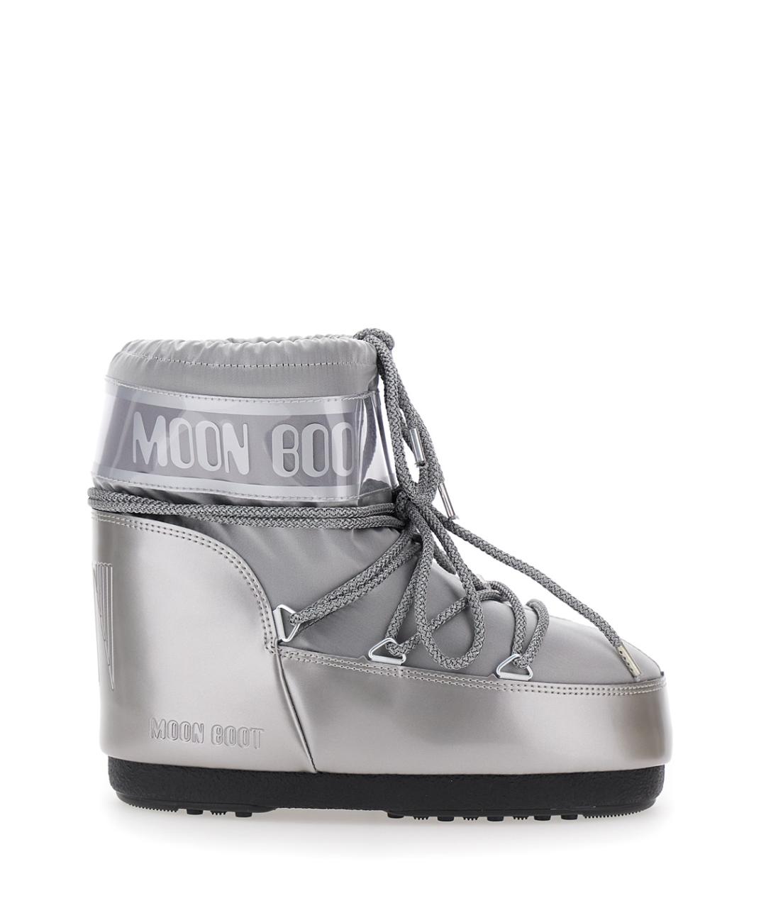 MOON BOOT Серебряные синтетические ботинки, фото 1