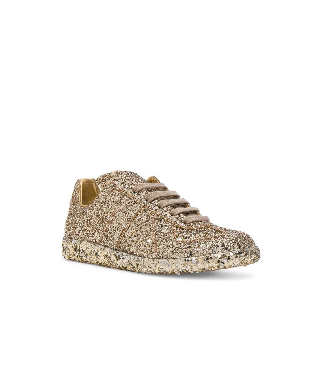 MAISON MARGIELA Золотые кожаные кеды, фото 2