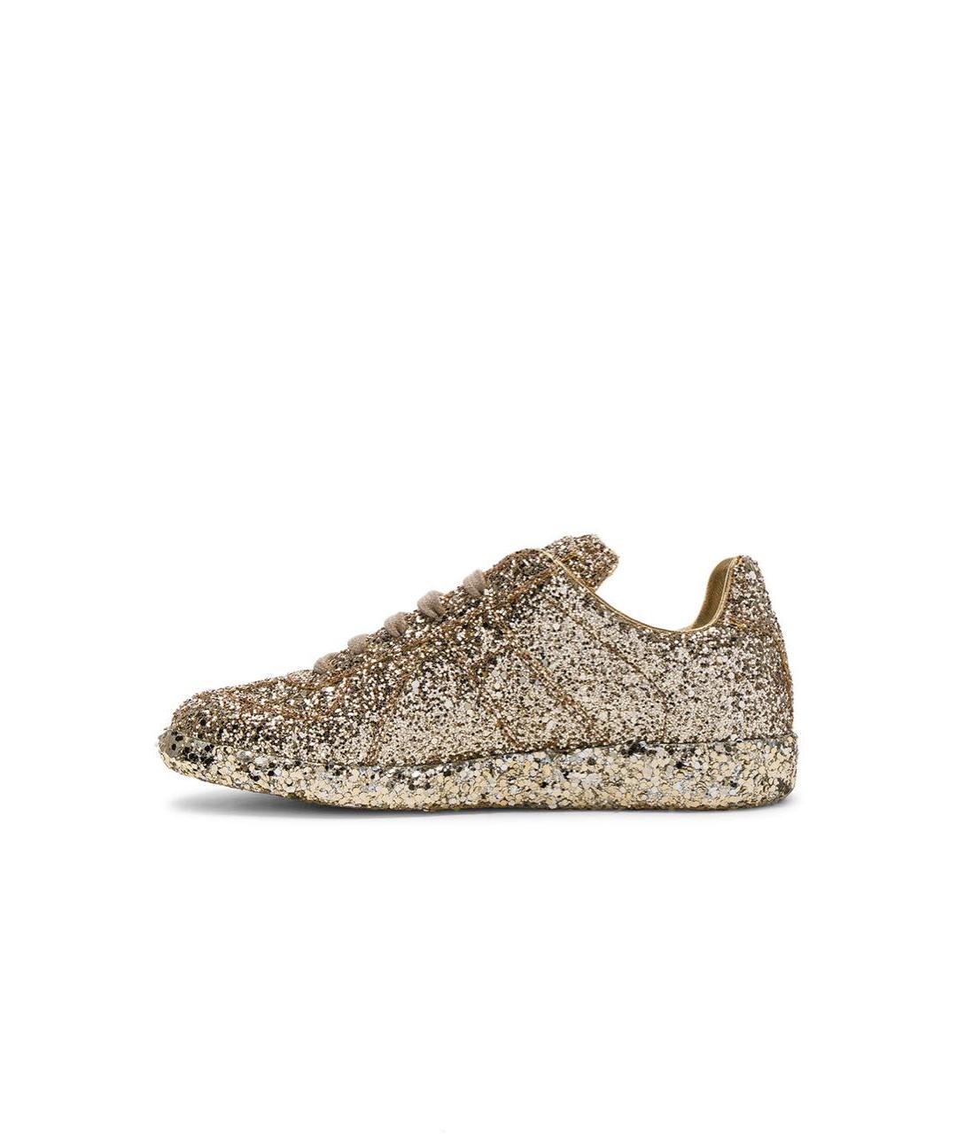 MAISON MARGIELA Золотые кожаные кеды, фото 4