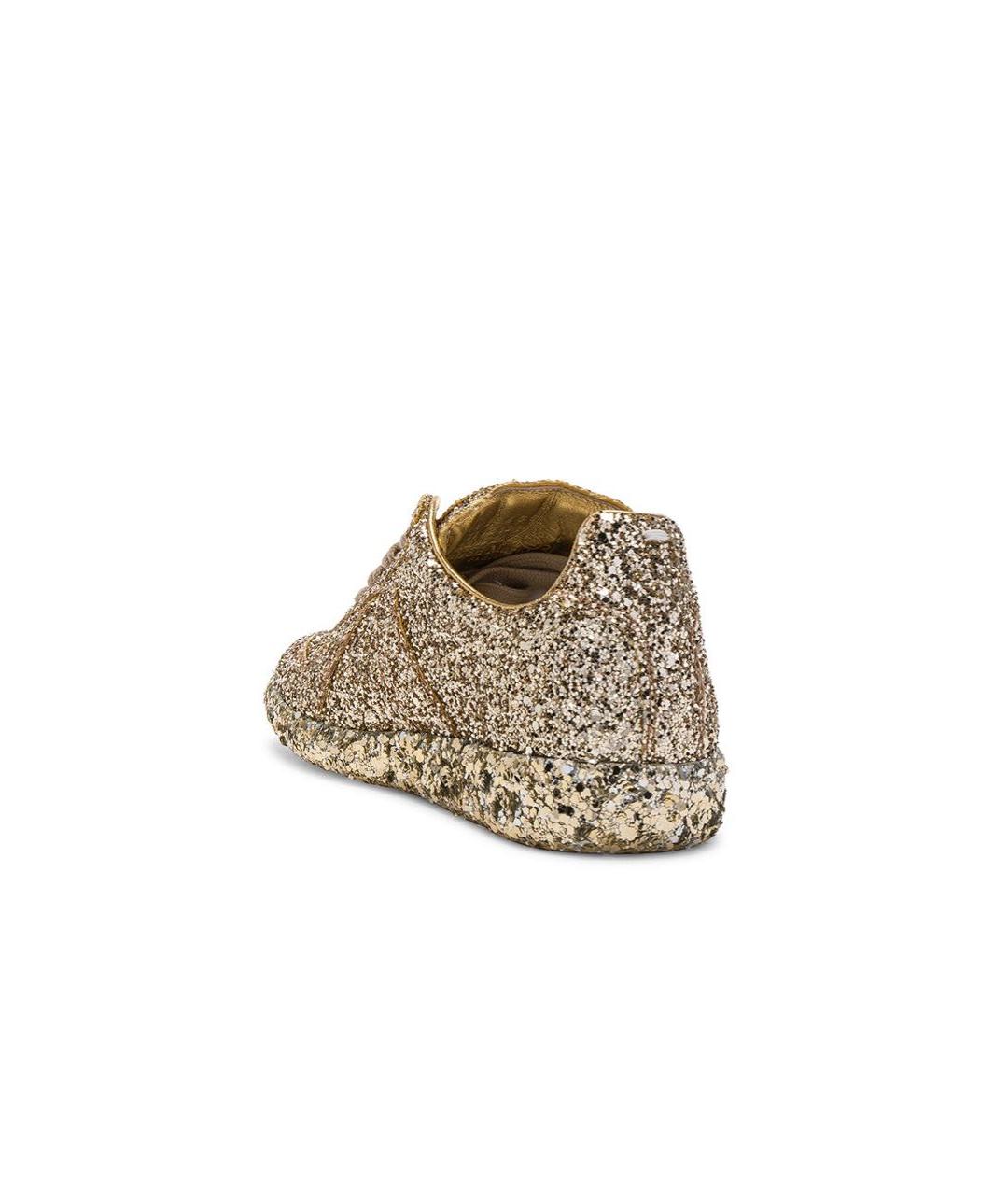 MAISON MARGIELA Золотые кожаные кеды, фото 3