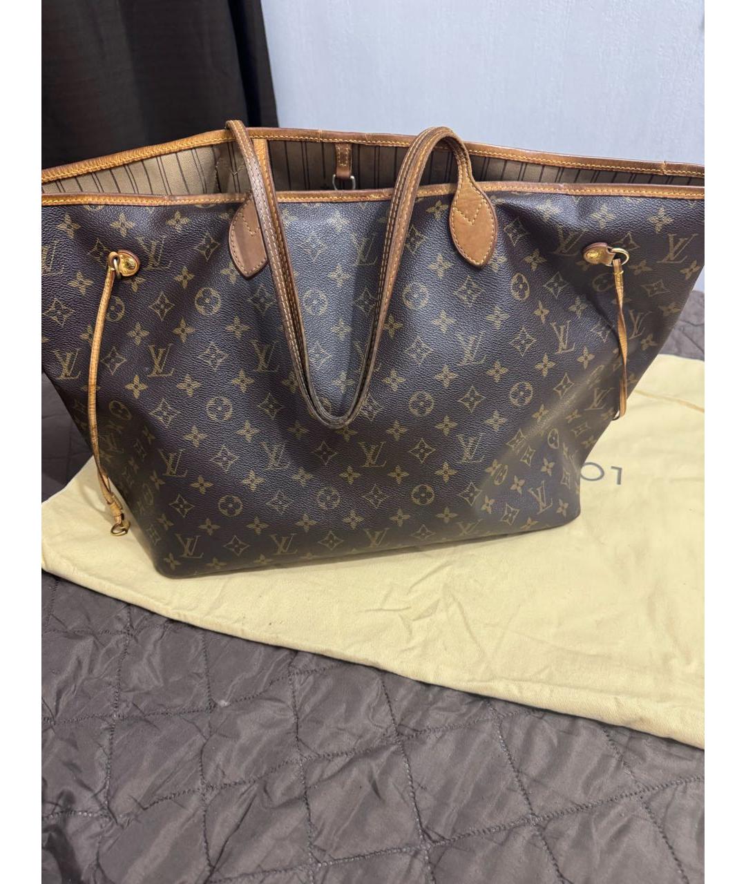 LOUIS VUITTON Коричневая кожаная сумка тоут, фото 2