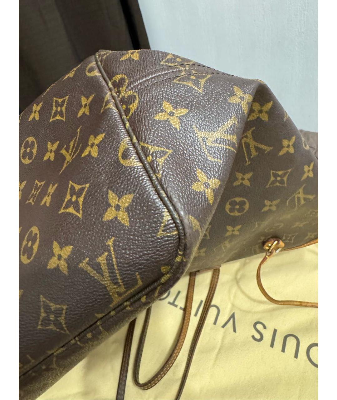 LOUIS VUITTON Коричневая кожаная сумка тоут, фото 8