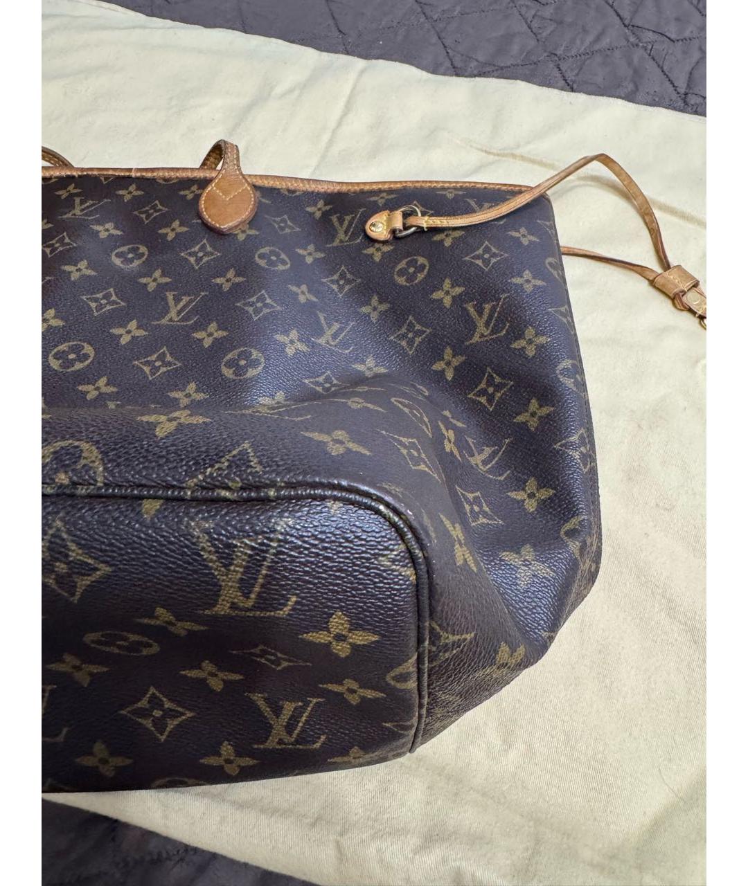 LOUIS VUITTON Коричневая кожаная сумка тоут, фото 5