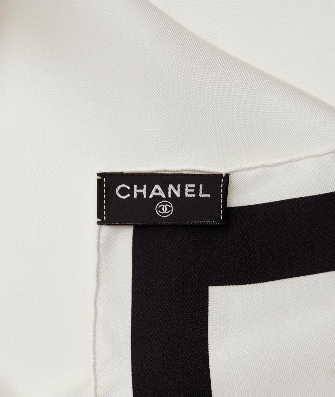 CHANEL Белый шелковый платок, фото 2