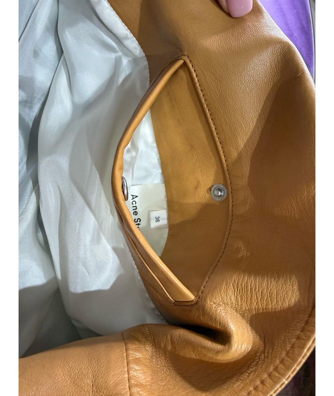 ACNE STUDIOS Бежевая кожаная куртка, фото 6