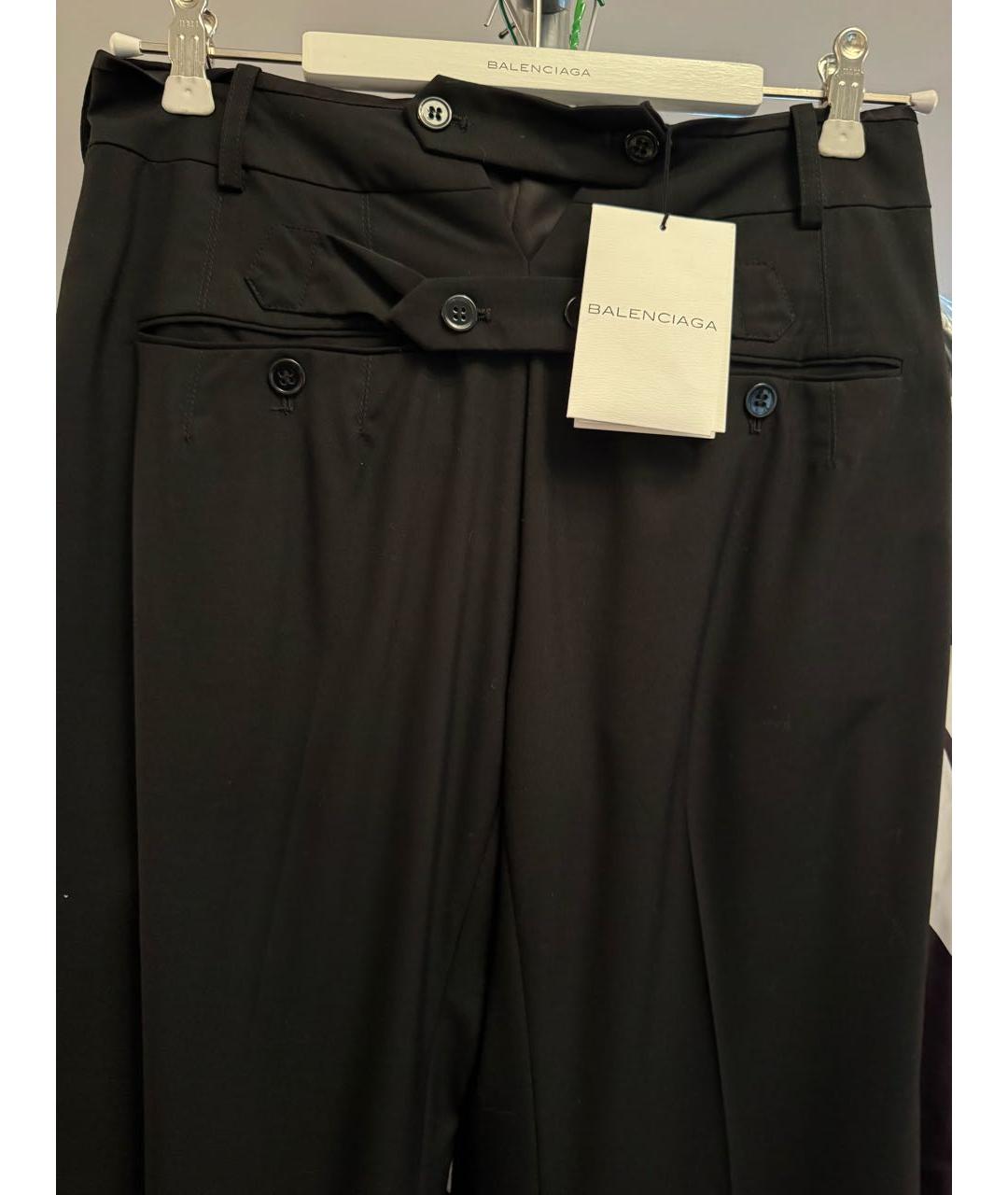 BALENCIAGA Черные шелковые прямые брюки, фото 4