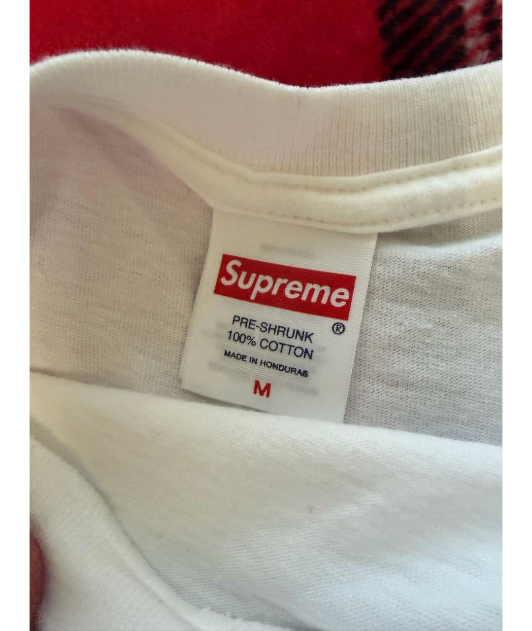 SUPREME Белая хлопковая футболка, фото 3