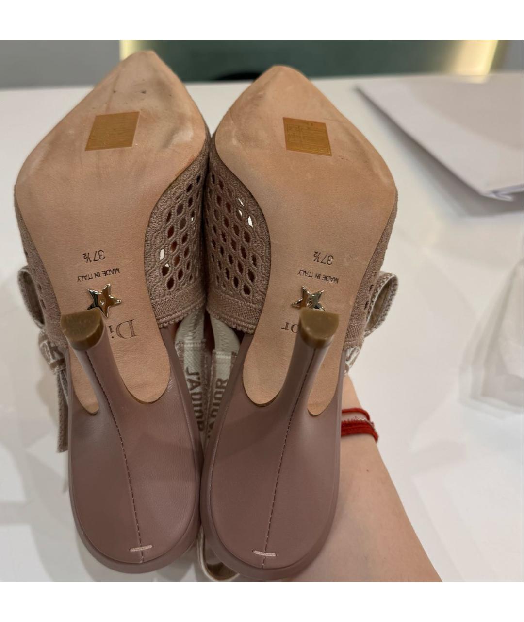 CHRISTIAN DIOR Бежевые текстильные туфли, фото 5